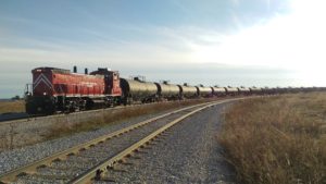 BJRY 1519 pulling cut of tankcars