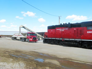 Rail to truck transload of aggregates